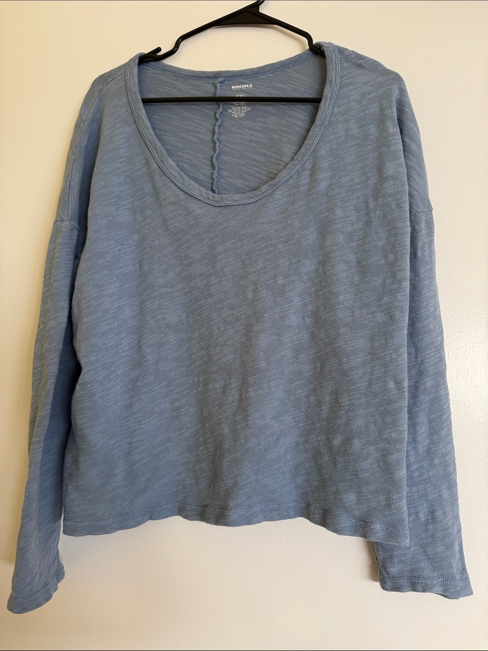 Sonoma Light Blue Scoop Neck Long Sleeve Top